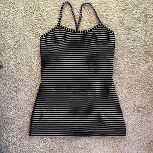 Lululemon Power Y Tank black white stripe. size 6